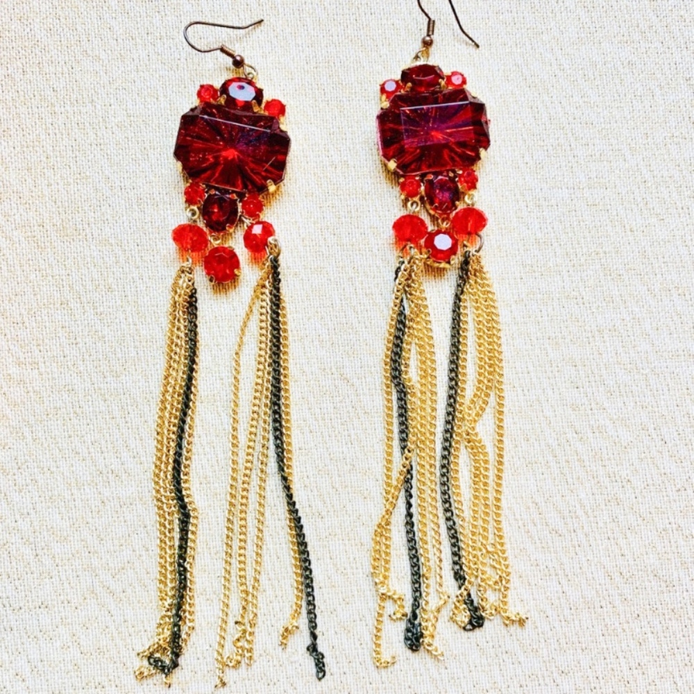 Francesca’s Collections Ruby Red Drop Earrings OS